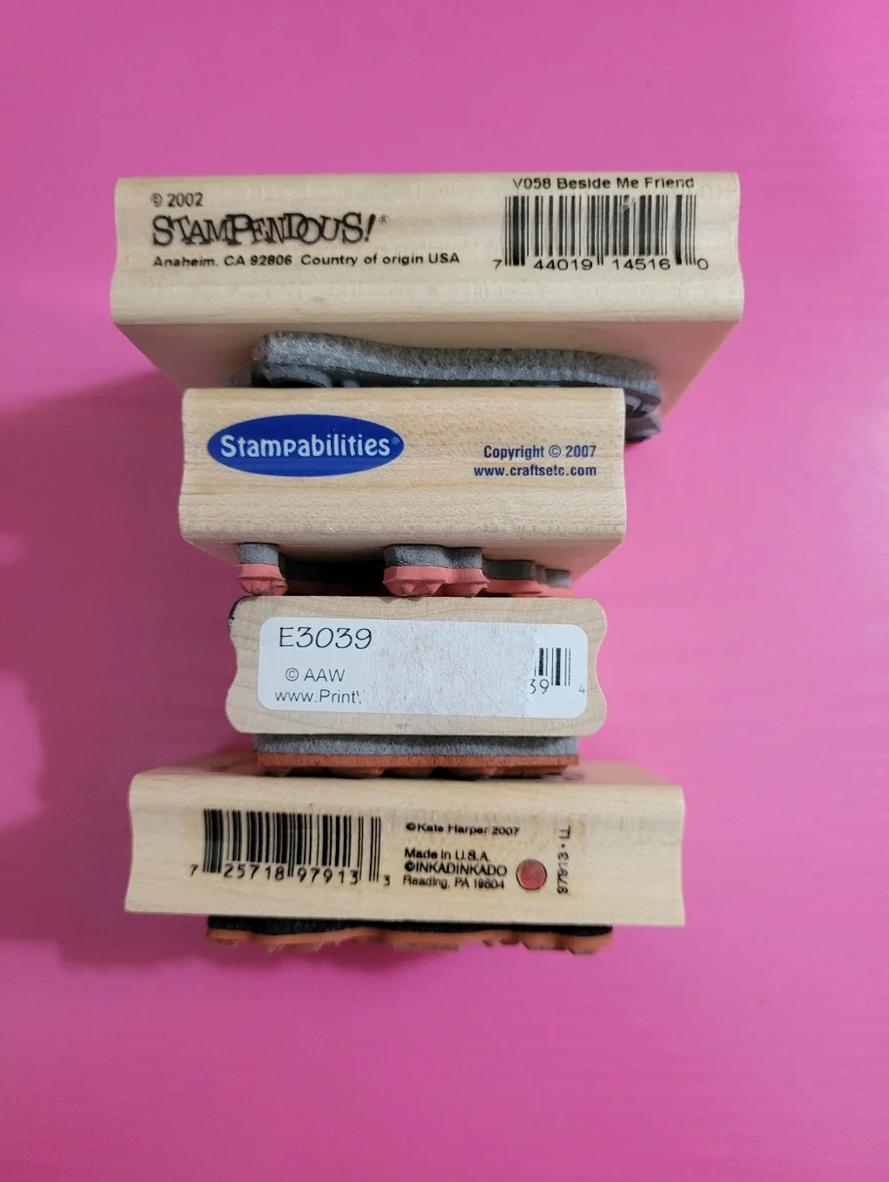 Wooden Rubber Stamp Bundle. Friendship Themed.  (0721)